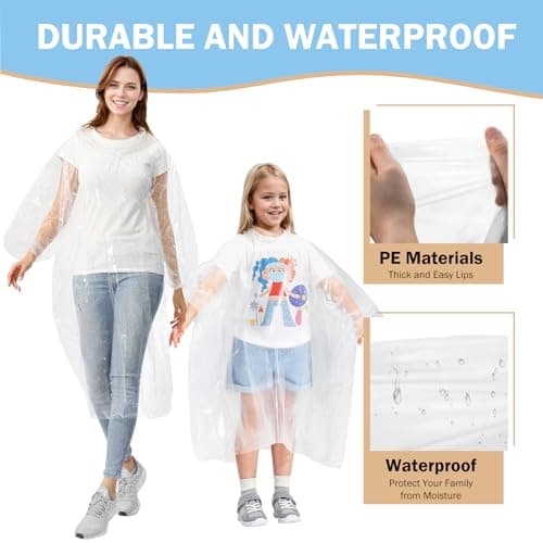 ALBOYI Disposable Rain Ponchos 10 Pack (5 Kids + 5 Adults), Waterproof Disposable Poncho Lightweight Emergency Raincoats for Family Outdoor Activities, Hiking, Camping, Travel - Unisex Rainwear — view 6