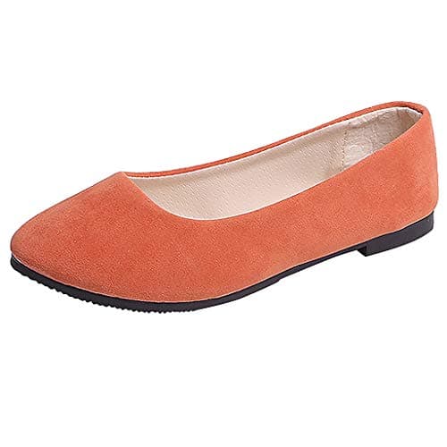 Generic Women's Ballet Flat Comfortable Walking Shoes, Orange, 5 UK