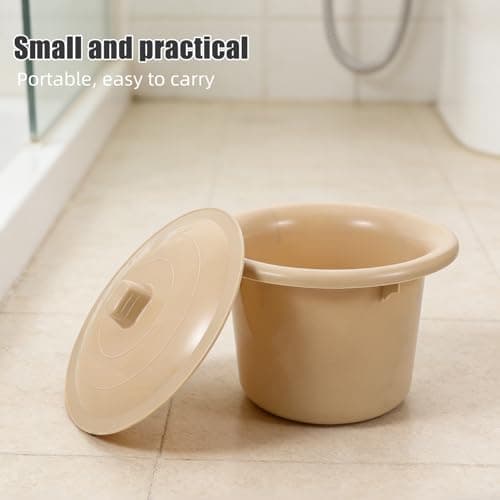 Portable Adult Potty Bucket with Lid, Thickened Plastic Bedside Urinal — view 3
