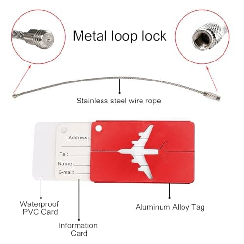 Luggage Strap (2 Pack), with 2 Luggage Tags, Custom Identification, Travel Bag Closure, For Connecting Luggage Together, Red — view 4