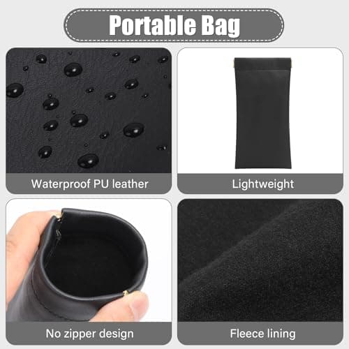 Etercycle Soft Eyeglass Case, 2 Pcs Travel Sunglass Cases Portable Squeeze Top Leather Glasses Bag for Women Men(Black, Brown) — view 3