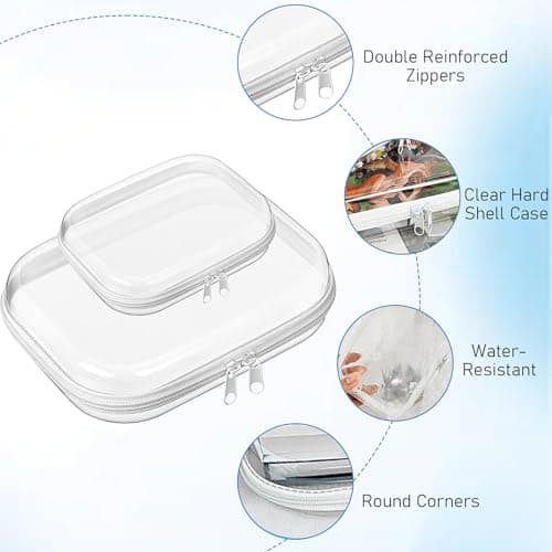 6 Pack Clear Hard Shell Zipper Case, Travel Toiletries Storage Bags Bulk — view 3