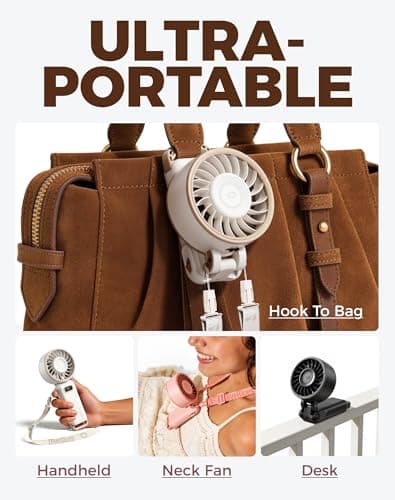 Diveblues Handheld Turbo Fan, 1–100 Speed Portable Fan with Strong Airflow, USB-C Rechargeable, 4-in-1 Personal Neck/Desk/Travel Fan, Lightweight Foldable Fan for Summer, Concerts & Outdoor Use — view 6