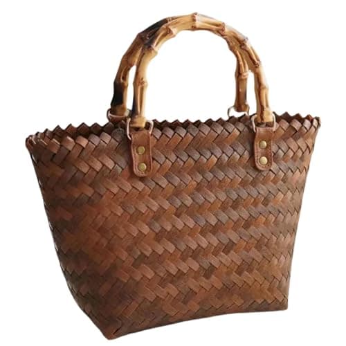 MINAOLULUS Straw Tote Bag Fashionable Woven Beach Bag for Women Lightweight Large Capacity Handbag for Shopping Summer Holiday