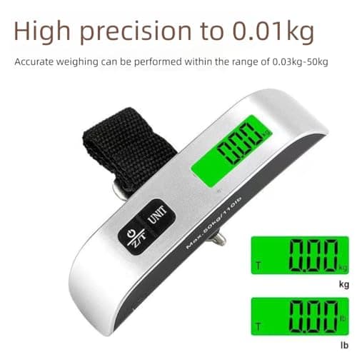 Luggage Scale, Digital Portable Luggage Weight Scale 110 lb/ 50KG, Hanging Suitcase Weigher for Travel, Suitcase Scale with Temperature Measurement Function Capacity Silver (1) — view 5