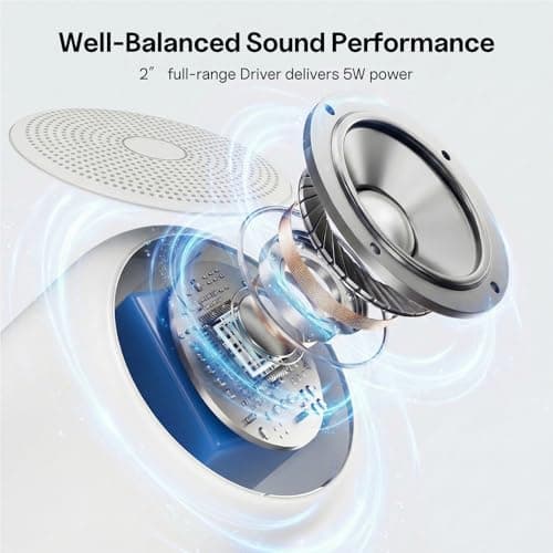 Bobtot Portable Bluetooth Speakers with Strap Mini Speaker, White — view 2