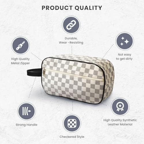 Qualiware Travel Toiletry Wash Bag for Men and Women Traveling Dopp Kit Shaving Bag for Toiletries Accessories Makeup Cosmetic Organizer (Light White) — view 5