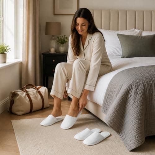 Ufyuayig 4 Pairs Hotel Slippers, Thickened Coral Fleece — view 2