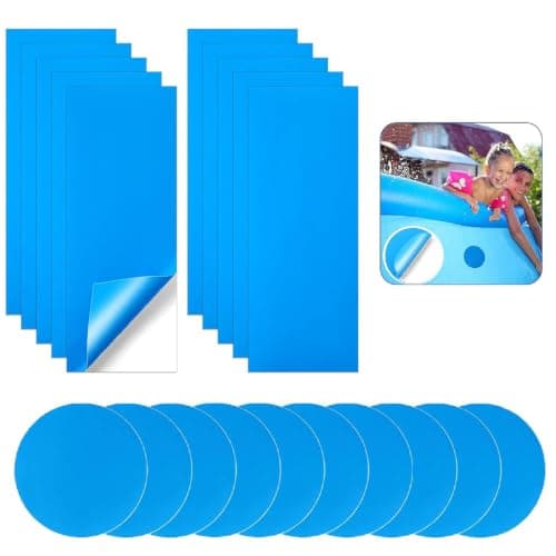 WADY Pack of 20 Self-Adhesive Repair Patches Pool for Swimming Pools, PVC Pool Repair Kit, Self-Adhesive Underwater Repair Pool Patches for Water Bed, Swimming Pools, Inflatable Boat