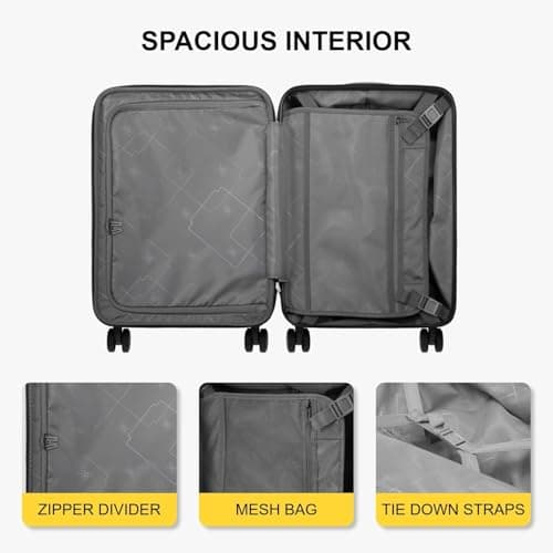 LEVEL8 Carry on Suitcase Expandable with 4pcs Luggage Organiser Set, 55CM Hand Case with Laptop Compartment ABS+PC Hardshell Spinner Cabin Size with 4Wheel TSA, Blue — view 6