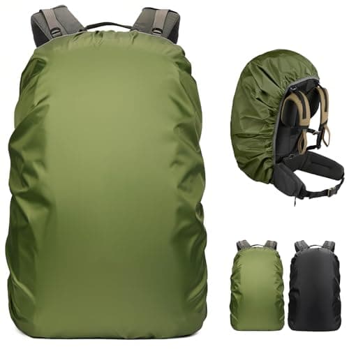 Lethra 2PCS Waterproof Backpack Rain Cover, Waterproof and Dustproof Bag Rain Cover, Rucksack Rain Cover for Outdoor Traveling, Climbing, Hiking, Camping, Black and Army Green (30-40L)