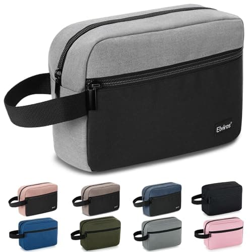 Elviros Lightweight Hanging Travel Toiletry Bag for Women Men, Black&Grey