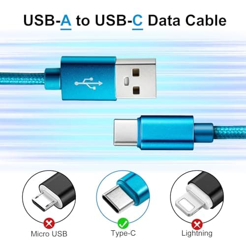 USB C Charger Cable, 5 Pack 1/1/2/2/3M, USB A to USB C Cable Fast Charge Nylon Braided Compatible with Samsung Galaxy S24/S23/S22/S21 Pixel PS5 Switch — view 4