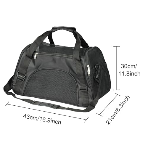 Soft-Sided Cat Carrier Bag, Portable Foldable Pet Travel Carriers for Dogs For Cats and Dog up to 3kg/7lbs With Shoulder Strap Airline Approved (Black) — view 3