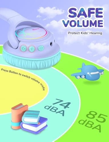 iClever BTH18 Kids Headphones Wireless with LED Lights 43H Playtime Travel — view 2