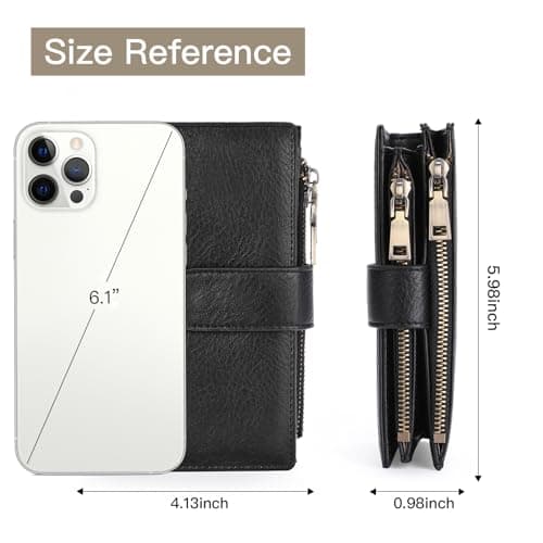 GOIACII Leather Purses for Women, Bifold Compact Womens Wallet with RFID Blocking, Medium Ladies Purse Credit Card Wallet with 16 Card Slots and Zip Coin Pocket — view 6
