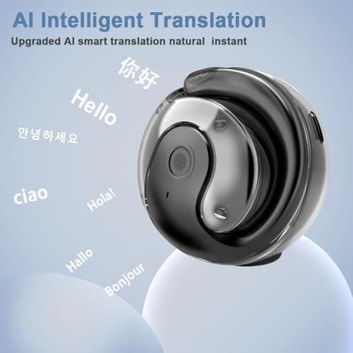 xctopest OWS AI Language Translator Earbuds Real Time, Supports 144 Languages, Earphone 3-in-1 Accents，Headphones Language Earbud Translators Bluetooth & APP for Travel, Business, and Learning（Black） — view 2