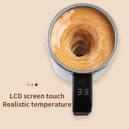 Self Stirring Coffee Mug - 380ml Electric Mixing Cup with Magnetic Stirrer | Rechargeable Mixer Cup with Temperature Display | Travel Office Mug for Coffee/Milk/Protein Powder — view 3