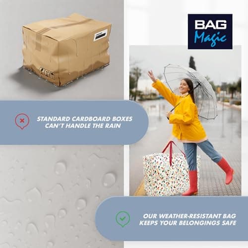 Extra-Large 100L Storage & Shopping Bag – Heavy-Duty PVC Zip Holdall for Laundry, Moving, Travel & Home Organisation - Leaves — view 6
