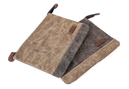 Gootium Waxed Canvas Zip Pouch Set - Zippered Makeup Bag Office Supply Folio Pencil Bag Multipurpose Organizer Accessories Holder (2 Pack) — view 3