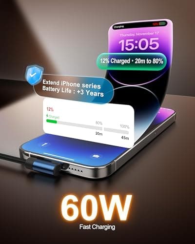 Silicone Short USB C Cable 90 Degree, Right Angle 60W Type-C Charger Cable — view 3