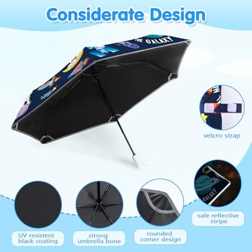 Decalsweet Kids Folding Umbrella,Windproof Automatic UV Umbrella Astronaut — view 6