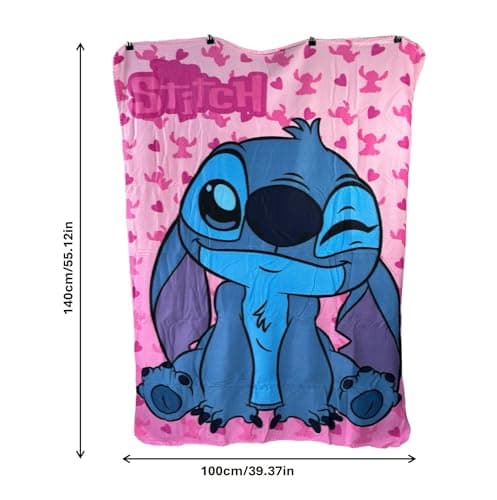 Stitch Fleece Throw Blanket for Children – 100x140cm – Soft & Cosy Polyester Kids Blanket – Winter Bedding & Travel Accessory — view 2