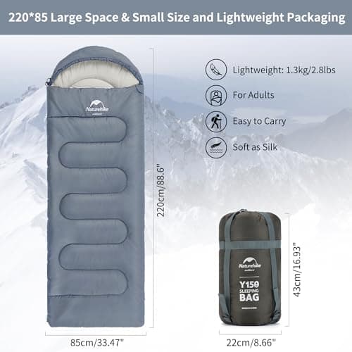 Naturehike Sleeping Bag for Adult, Combine Double Sleeping Bag, Oversized 220×85cm,L and R,3 Season, Ultralight Lightweight Compact with Compression Bag — view 2