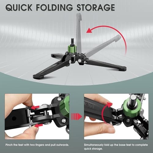 Manbily M-2 Monopod Base with Three Feet, Mini Desktop Tripod, 3/8 inch Screw, Monopods Stand Support Travel for DSLR Camera Ball Fluid Head Camcorder, Tilt 20° & Rotate 360° (Green) — view 4