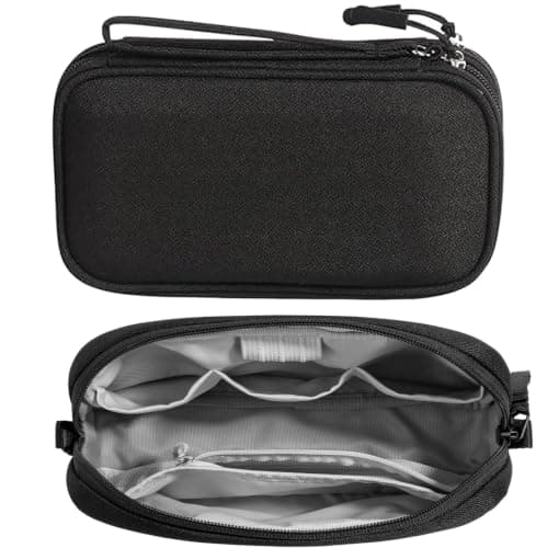BOFYTR Small Pouch, Travel Essentials Tech Organizer, Compact Electronics Storage Bag with Multiple Compartments, Black Single-Layer Design for Daily Commute and Business Trips