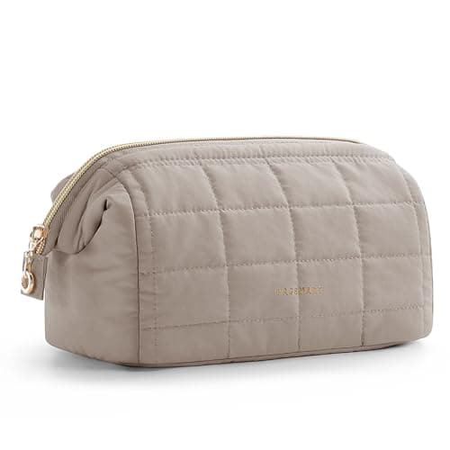 BAGSMART Small Travel Makeup Bag for Women, Wide Opening Cosmetics Bag