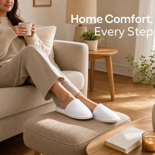 2 Pairs Hotel Slippers, Unisex Waffle Travel Slippers with Non Slip Sole — view 6