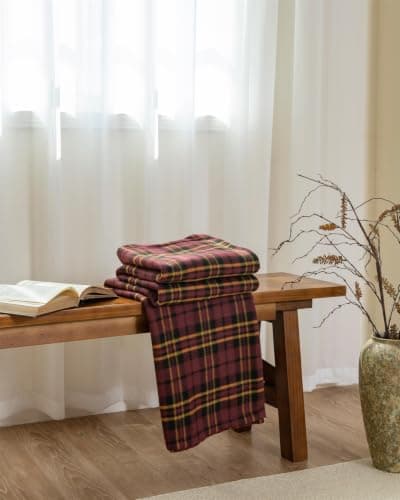 Adore Home 120x150cm Single Tartan Check Polar Fleece Throw Blanket Brown — view 5