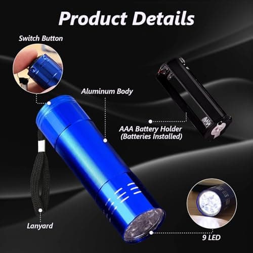 flintronic 5 Pack LED Small Torch, Small Pocket Flashlight with 9 LEDs, Aluminium Torches, with Lanyard, Super Bright, for Adult Camping Hiking Outdoor Gifts, Batteries Included — view 3