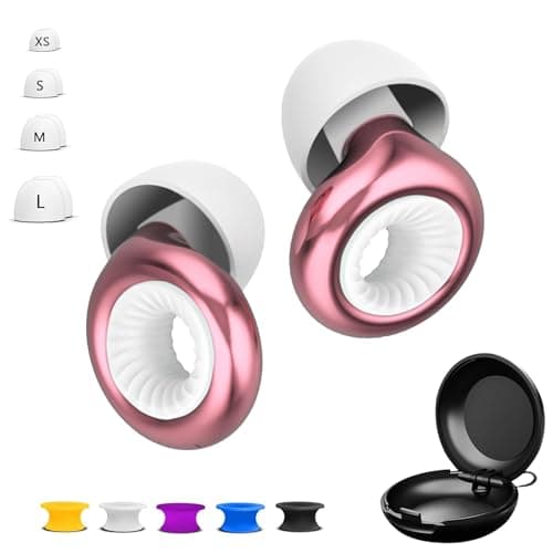 Reusable Ear Plugs for Sleep - Noise Cancelling, Snoring, Travel, and Concerts | 25dB Hearing Protection with Noise Reduction | Comes with 8 Ear Tips and XS/S/M/L - Black (Rose Gold)