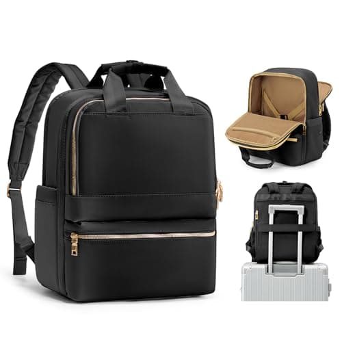 wepadre Travel Backpack for Women Men Carry on Backpack for Travel Backpack Carry on Flight Approved, Black & Gold, Standard, Vacation