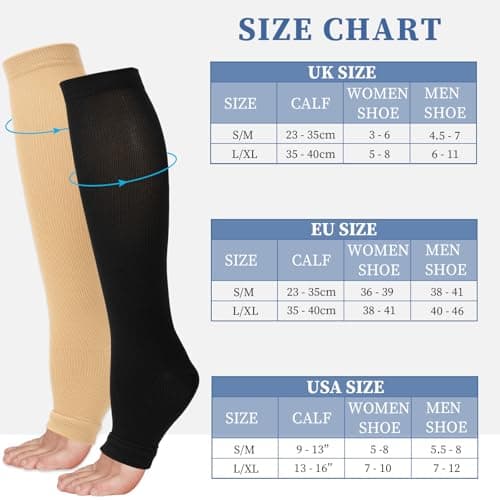 Flight Compression Socks for Women & Men, 2 Pairs Supports Socks — view 2