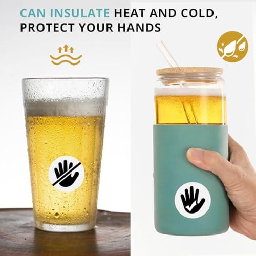 2 Pack Glass Tumbler with Silicone Sleeve & Bamboo Lid, 600ml Unbreakable Reusable Cup with Straw, Non-Slip Grip for Iced Coffee, Smoothies, Perfect for Travel, Office, Home Use — view 4