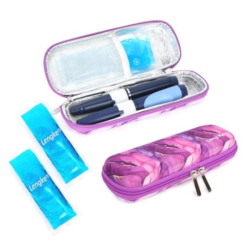 Manjaro Travel Case - Insulin Cooler Travel Case with 2 Ice Packs, Medication Cooler Bag for Fridge, Keep Medicine Cool While Traveling for Diabetic Supplies By YOUSHARES (Marble Purple)