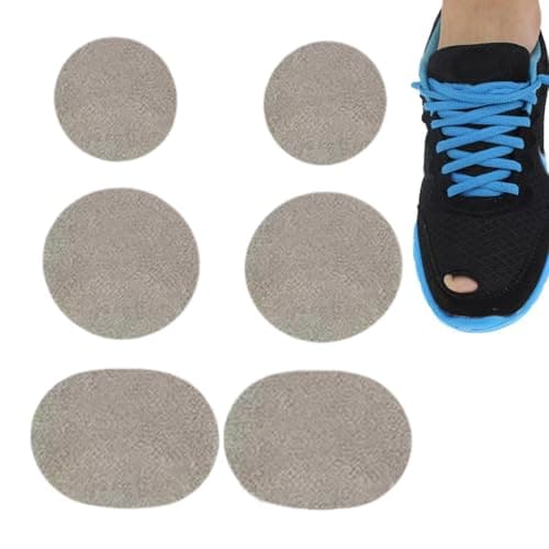 Shoe Patch Vamp Repair Sticker, Sticky Shoes Insoles Heel Protector, Heel Hole Repair Patches, 6 Pieces, Breathable, Toeburst Prevention Design, Multi-Purpose for Clothes Andgear