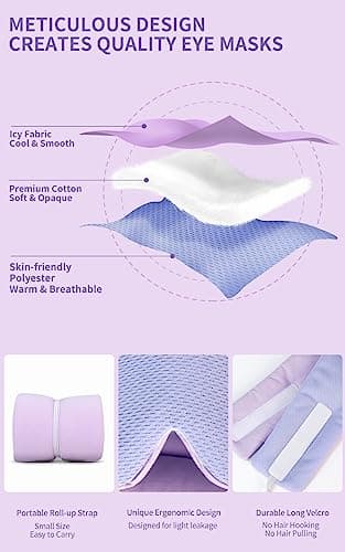 Aosun Sleep Mask, 100% Blackout Eye Mask for Women and Men, Eye Mask for Sleeping with Adjustable Strap, Large in Size, Blindfold for All Night Sleep — view 2