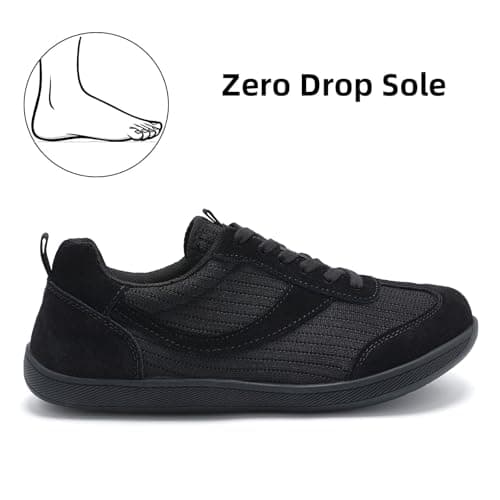 Wide Fit Trainers for Women Barefoot Shoes Walking Sneakers All Black UK 7 — view 4