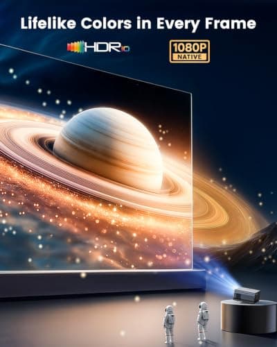WiMiUS Smart Projector【Official Google TV/Netflix Included/Dolby Audio】36000LM 1080p 4K Decode Portable Projector, AI Auto Focus/Keystone HDR10 WiFi Bluetooth Movie Projectors for Bedroom/Home Cinema — view 4