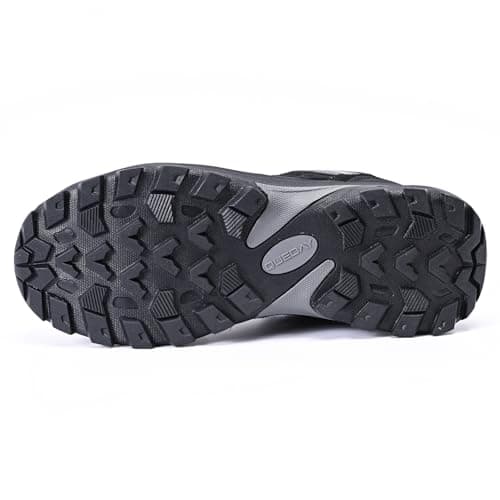 Queday Mens Womens Leather Waterproof Black Hiking Shoes Lightweight Outdoor Walking Shoes Breathable Suede Hike Trekking Trails Camping Climbing Size 43 — view 6