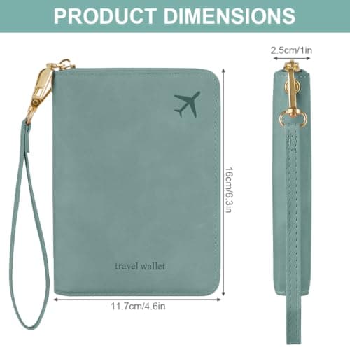 AOOSU Travel Wallet, Family Passport Holder, RFID Blocking Travel Accessories Document Organiser, Travels Document Holder for Tickets Waterproof Cover Holiday Essentials Case for Man Woman Light Blue — view 2