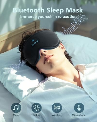 Bluetooth Sleep Mask Headphones, 3D Eye Mask with Headphone, Total Blackout, Breathable & Comfortable, Long Battery Life, Sleep Headphones for Travel, Nap, Shift Work & Sleeping — view 5