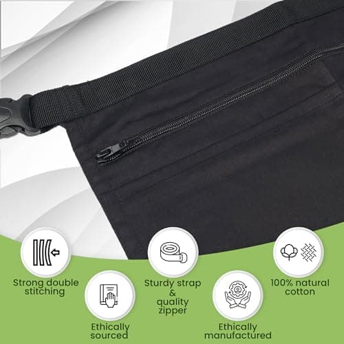 Coloured Denim 4 Pocket Market Trader Money Belt - Black — view 3