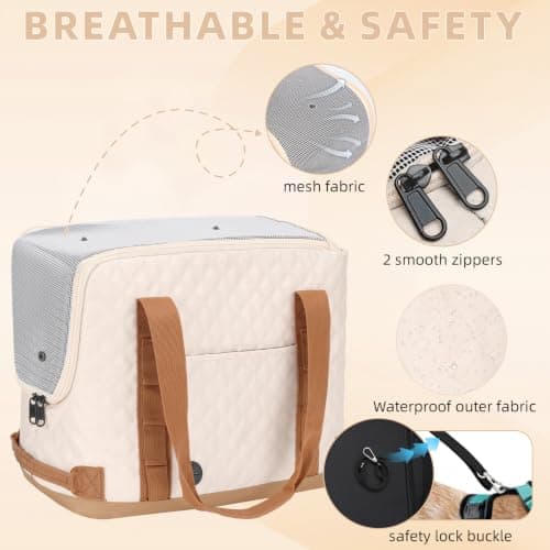 Dog Purse Carrier for Small Dogs, Soft Cat Carrier Tote Bag with Pockets, Portable Lightweight Pet Carrier for Puppies Kittens Rabbits Up to 11 lbs Ideal for Shopping Outdoor Walking Travel — view 2