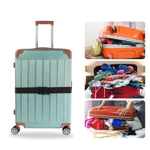 Luggage Straps - Suitcase Straps, Adjustable Luggage Belt, Thickened Packing Belts, Baggage Security Straps, Travelling Luggage Accessories for Handbag, Luggage, Suitcase, Carts (Black, 2PCS) — view 6