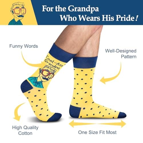 Cool Grandpa Socks for Men Grandad - Funny Novelty Happy Fathers Day Birthday Gifts for Mens Gramps Grandfather - Fun Silly Funky Personalised Valentines Christmas Socks Gift Ideas Stocking Fillers — view 4